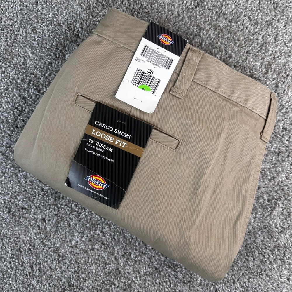 Dickies Cargo Shorts Mens 38 Khaki Loose Fit 13" Inseam Workwear Utility NWT